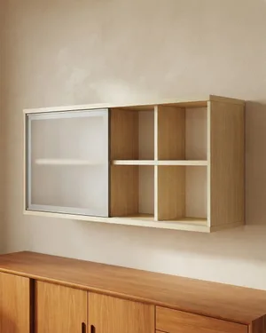 Estante de Pared Estilo Moderno con Puerta de Cristal - miniatura 1