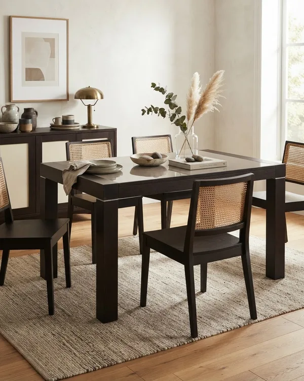Mesa de Comedor Extensible en Madera y Cristal