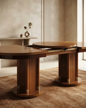 Mesa de Comedor Extensible de Madera con Diseño Art Deco - miniatura 1
