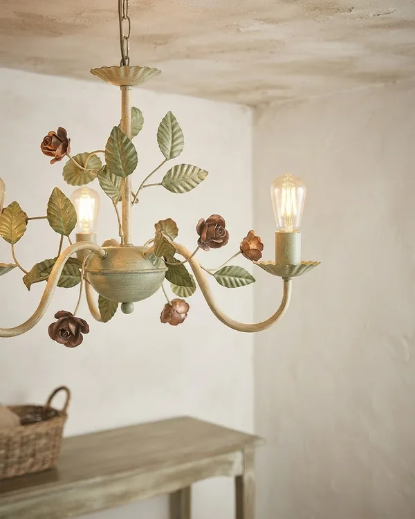 Lámpara de Techo de 3 Brazos con Motivos Florales