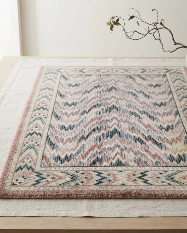 Alfombra Estilo Tribal con Diseño de Zigzag