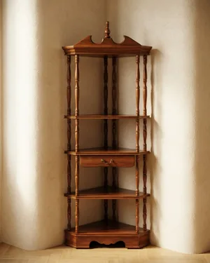 Estante de Esquina Vintage de Madera con Cajón - miniatura 1