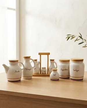 Conjunto tarros de cocina blanco de porc - miniatura 1