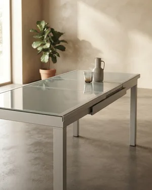 Mesa Comedor Extensible Cristal y Metal - miniatura 1