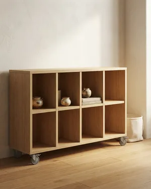 Estantería de Madera Clara con Ruedas - miniatura 1