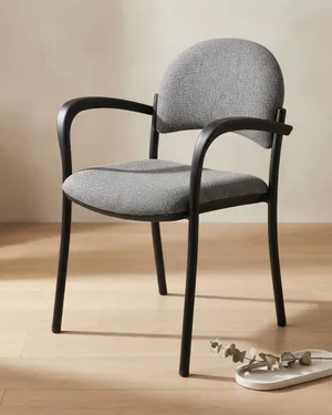 Silla de Oficina con Brazos Tapizada en Gris - miniatura 1
