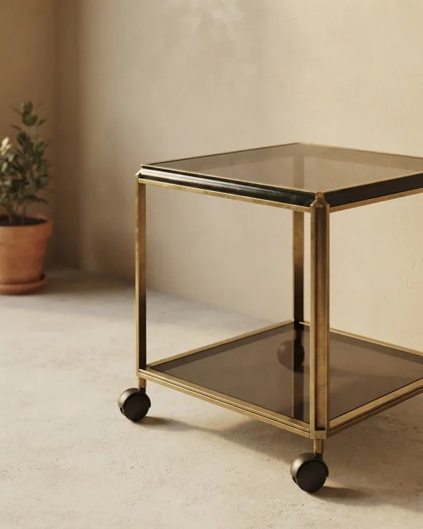 Mesa Auxiliar de Latón con Ruedas