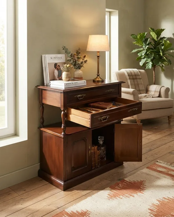 Mueble Auxiliar Estilo Clásico con Cajón y Alacena