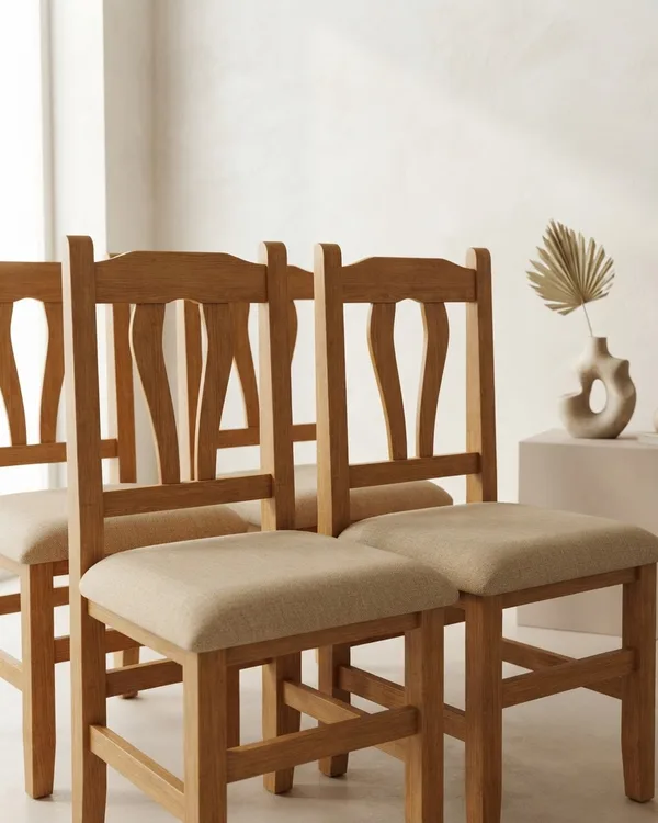 Juego de 4 sillas de comedor de madera con tapizado