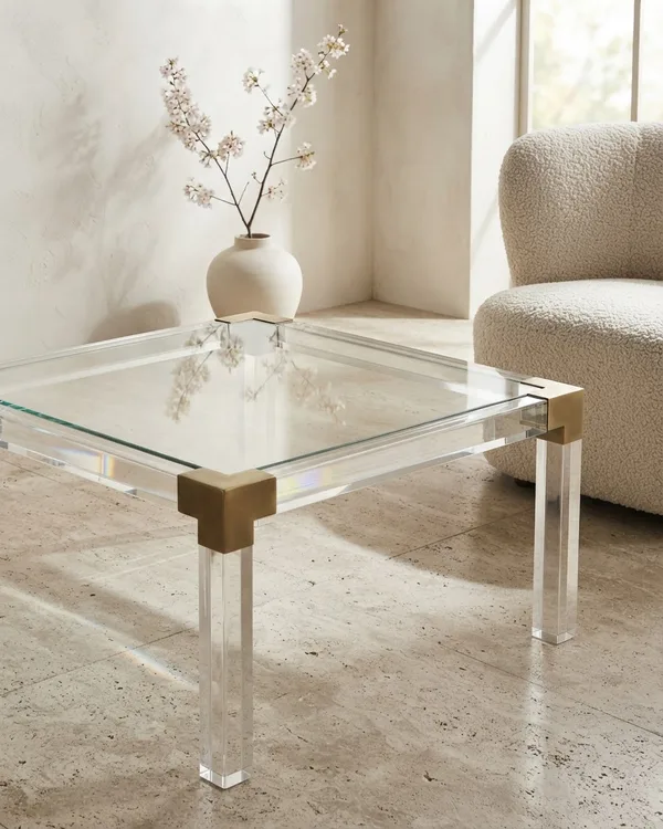 Mesa de Centro de Plexiglás y Cristal