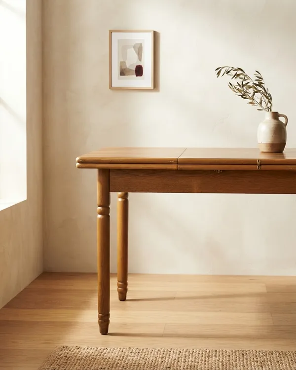 Mesa de Cocina Extensible de Madera con Patas Torneadas