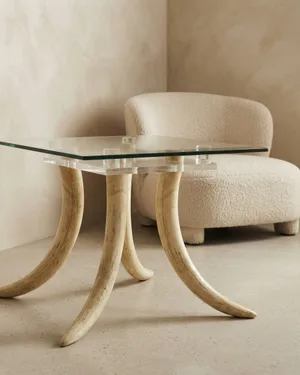 Mesa Auxiliar con Cuatro Colmillos de Elefante - miniatura 1