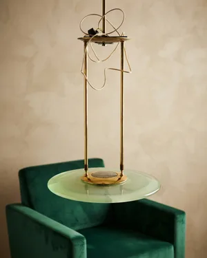 Lámpara de Techo Vintage de Cristal y Latón - miniatura 1