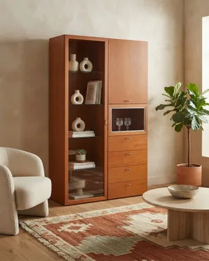 Vitrina de Salón Moderna con Puertas de Cristal y Cajones - miniatura 1