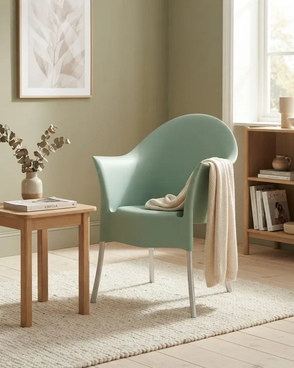 Silla de Diseño con Estructura de Plástico y Patas Metálicas