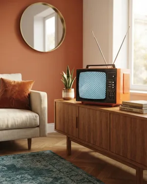 Televisor Vintage Años 60-70 Naranja - miniatura 1