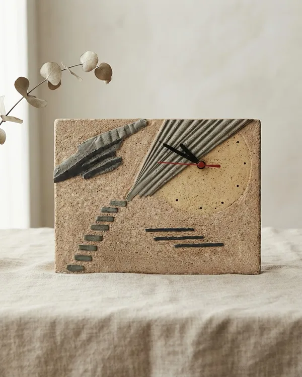 Reloj de Pared en Piedra con Diseño Abstracto