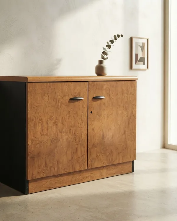 Archivador de madera veteada