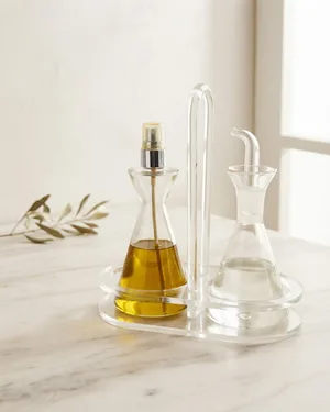 Juego de Aceitera y Vinagrera Vintage con Soporte de Acrílico - miniatura 1