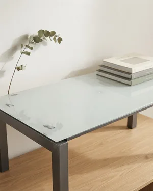 Escritorio de Oficina con Cristal y Estructura Metálica - miniatura 1