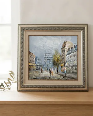Óleo Escena Callejera de París con el Arco del Triunfo - miniatura 1