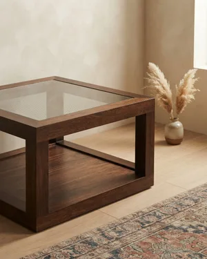 MESA de centro de madera cristal - miniatura 1