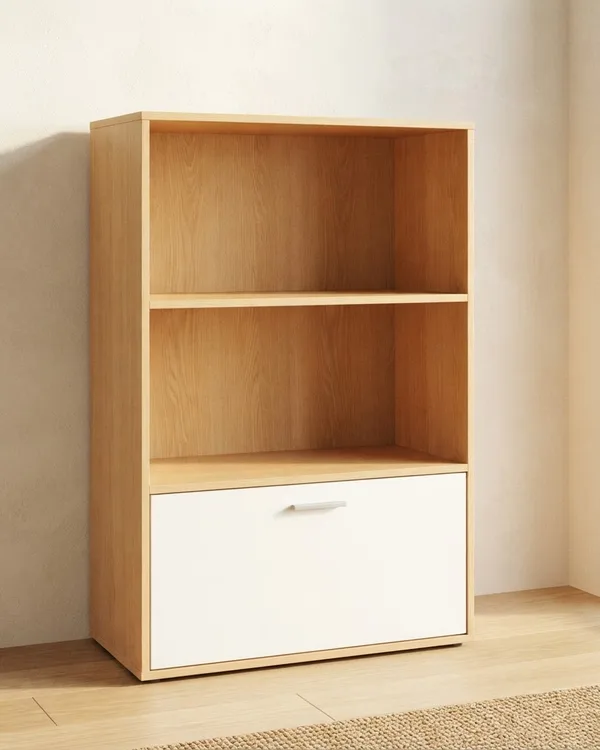 Mueble estantería claro con cajón