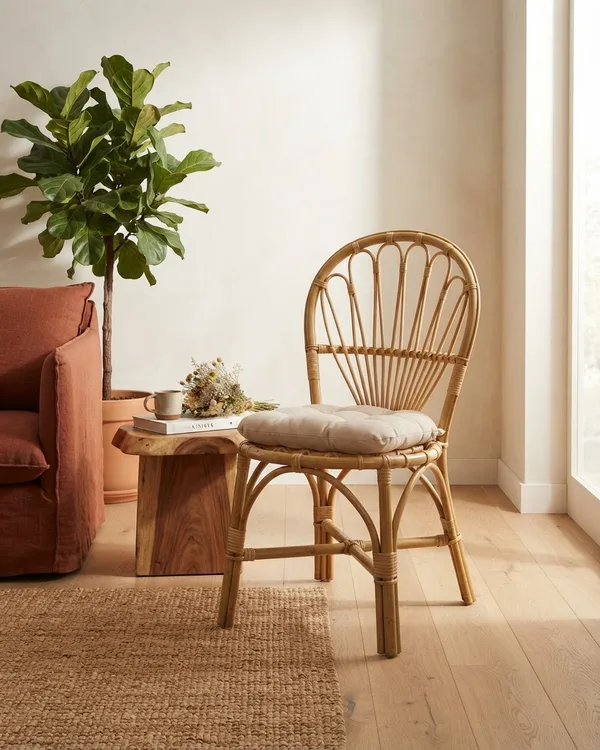 Silla de Mimbre con Cojín