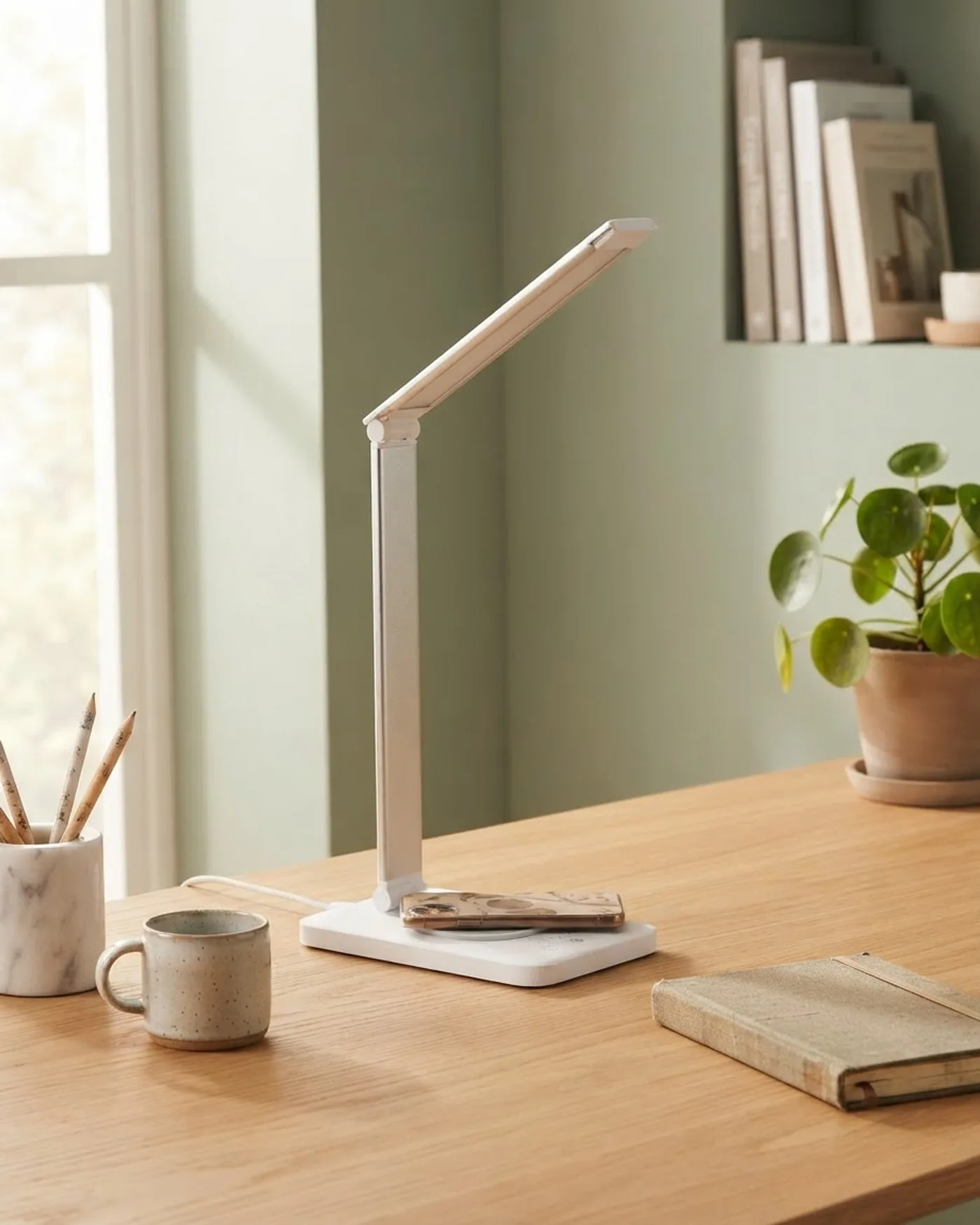 Lámpara de Escritorio Led Plegable con Base de Carga Inalámbrica - imagen 1
