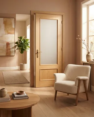 Puerta de Interior de Madera con Cristal Esmerilado - miniatura 1