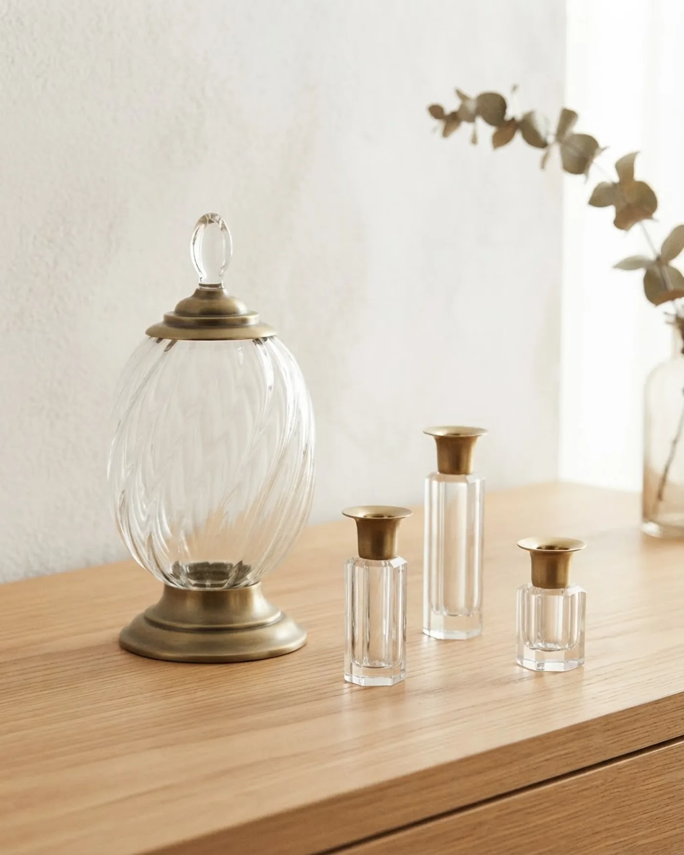 Conjunto Decorativo de Cristal y Latón - imagen 1