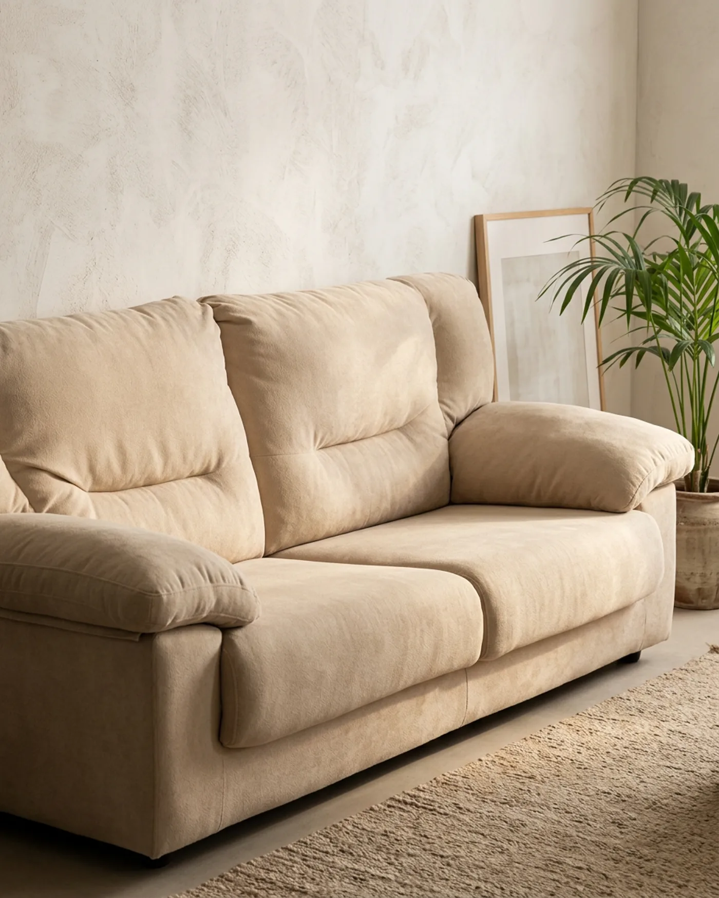 Sofá de Tela Beige de 2 Plazas - imagen 1
