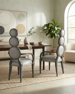 Sillas de Comedor Estilo Moderno con Respaldo de Círculos - miniatura 1