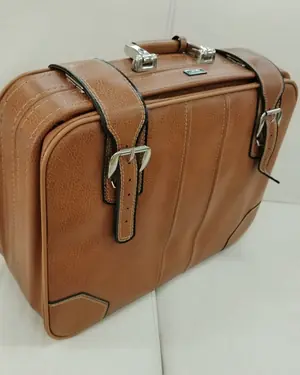 Pareja de maletas vintage en cuero marrón Vanguard - miniatura 5