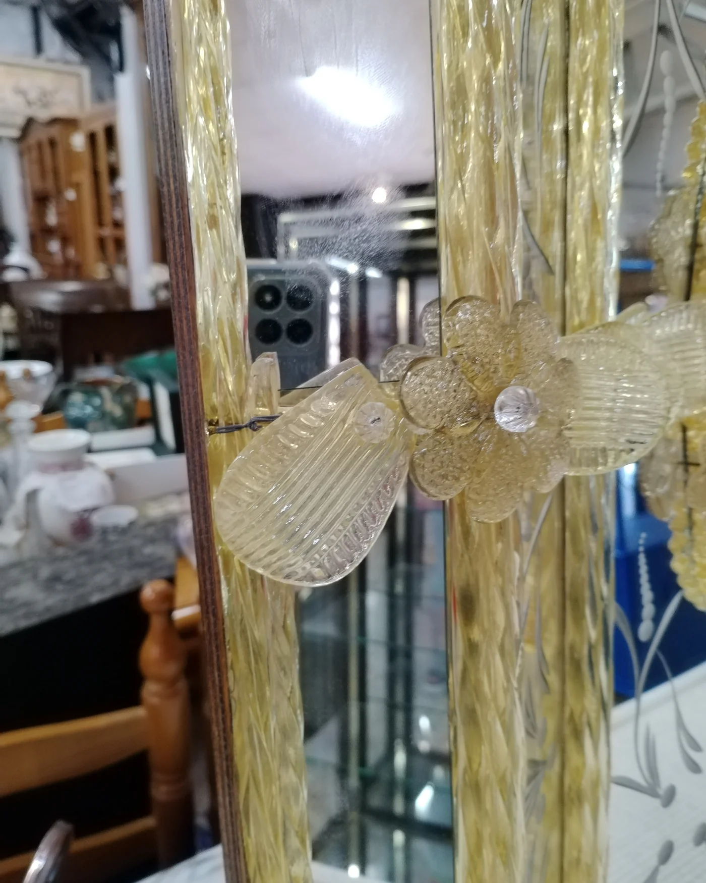 Espejo veneciano de cristal de murano con marco decorativo - imagen 2