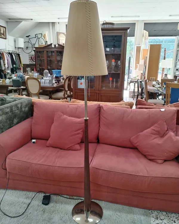 Lámpara de Pie Vintage Marca F con Pantalla de Tela