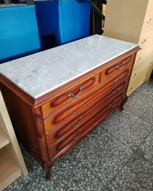 Comoda ANTIGUA de madera y marmol - miniatura 6