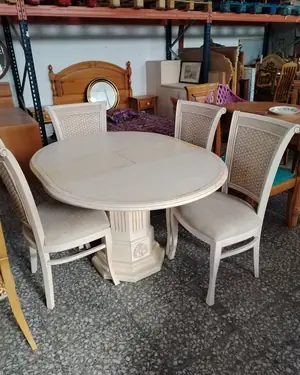 Conjunto de Mesa Redonda Extensible y 4 Sillas Estilo Clásico - miniatura 5