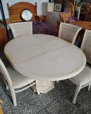 Conjunto de Mesa Redonda Extensible y 4 Sillas Estilo Clásico - miniatura 6