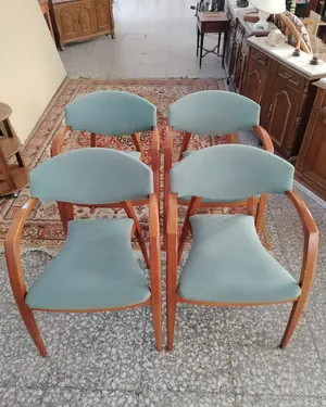 Juego de 4 sillas de comedor tapizadas estilo vintage - miniatura 5