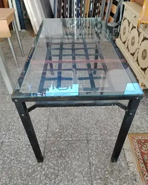 MESA comedor cristal y metal - miniatura 1