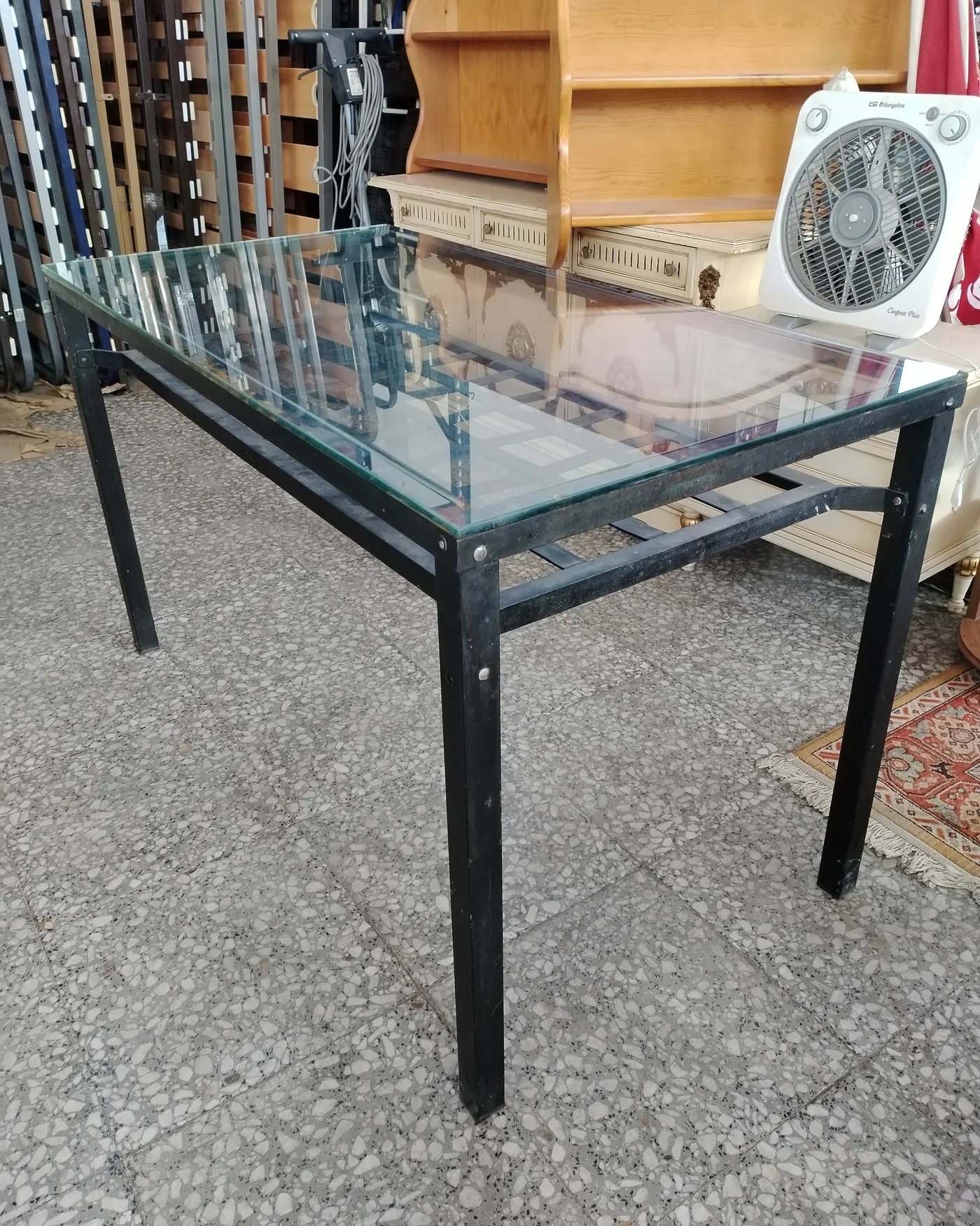 MESA comedor cristal y metal - imagen 2