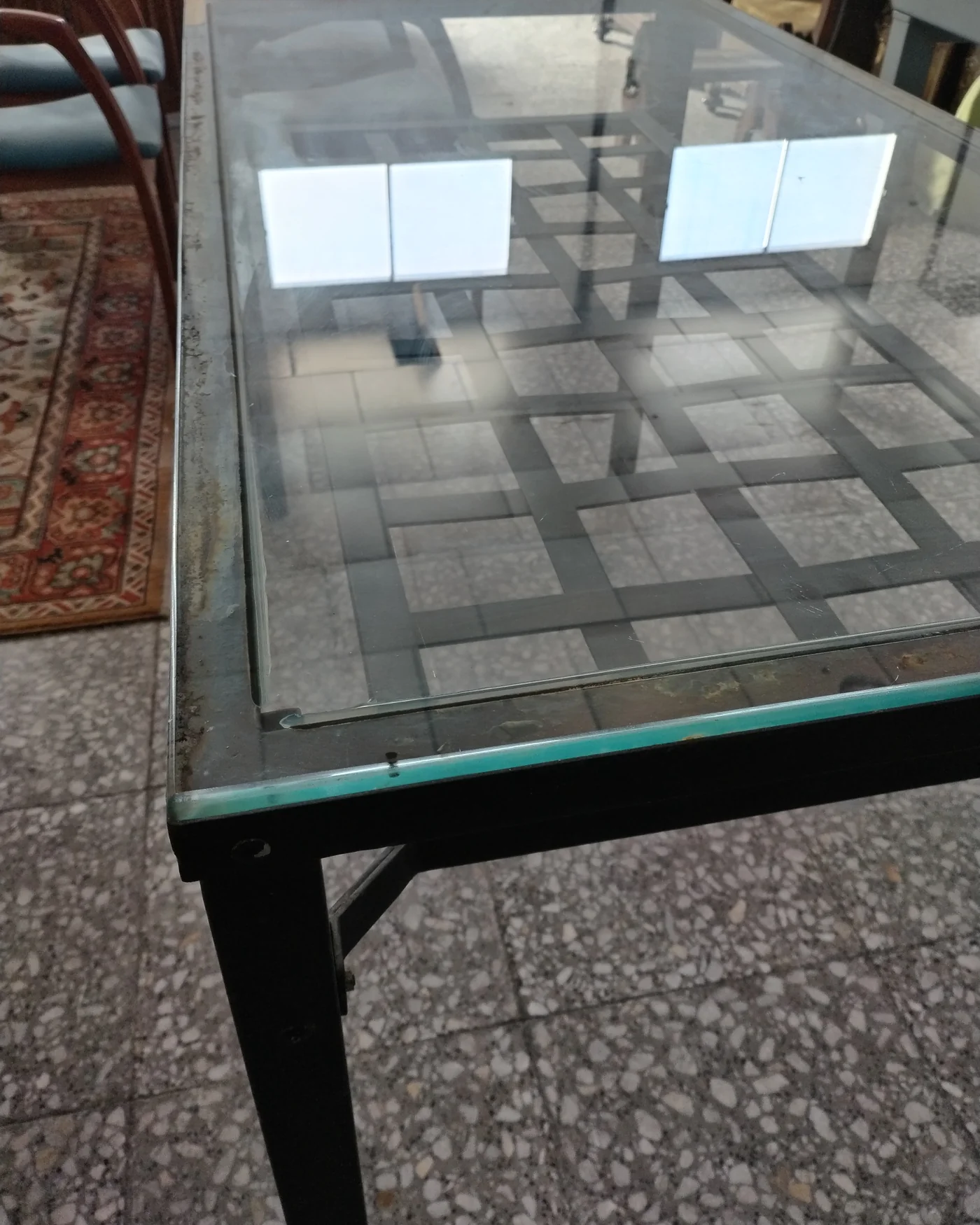 MESA comedor cristal y metal - imagen 6