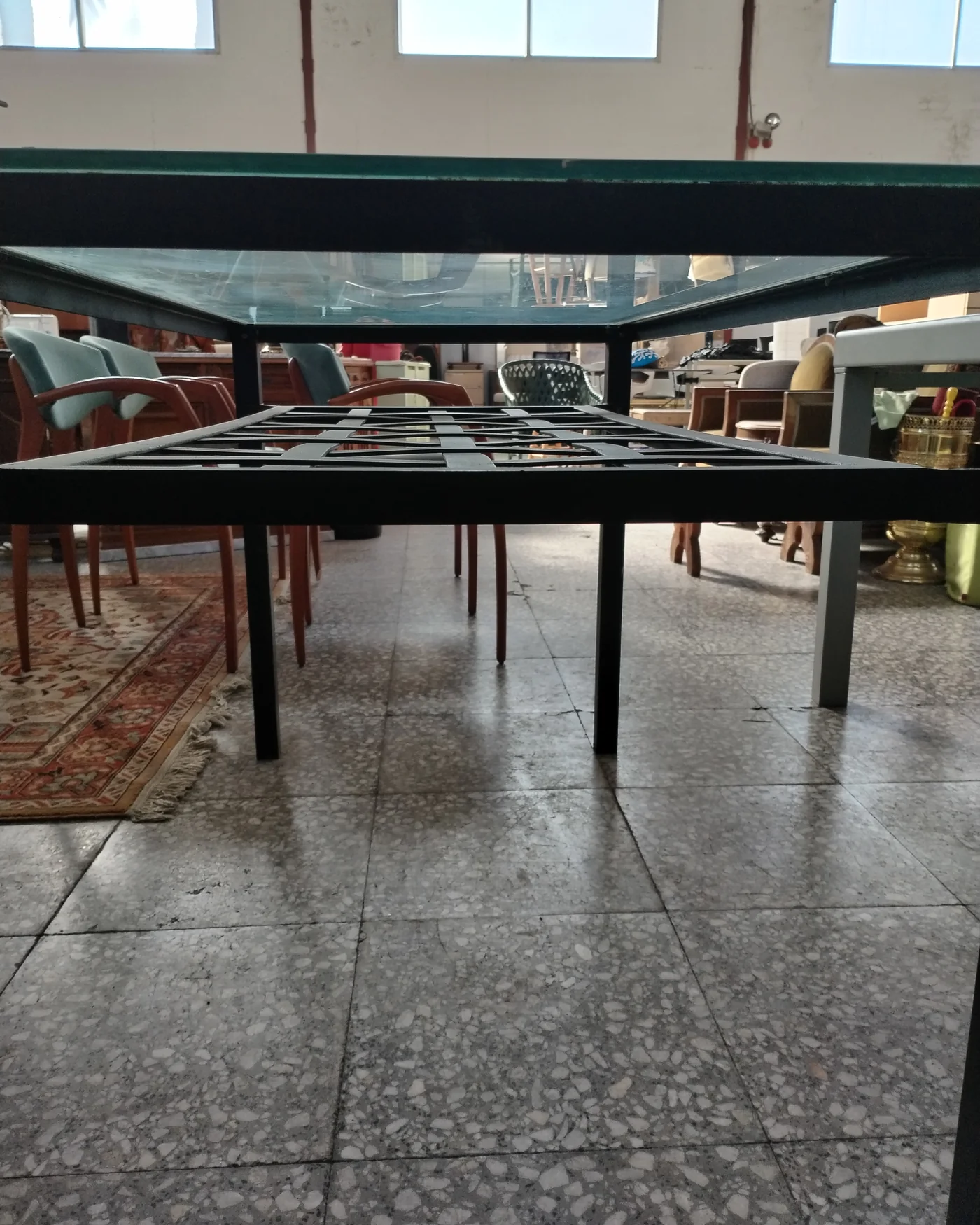 MESA comedor cristal y metal - imagen 7