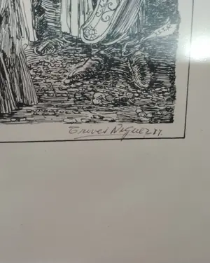 Litografía Trives Niguez con marco de madera - miniatura 3