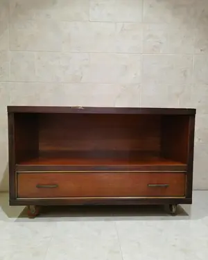 Mueble para tv de madera vintage con cajón y ruedas - miniatura 1