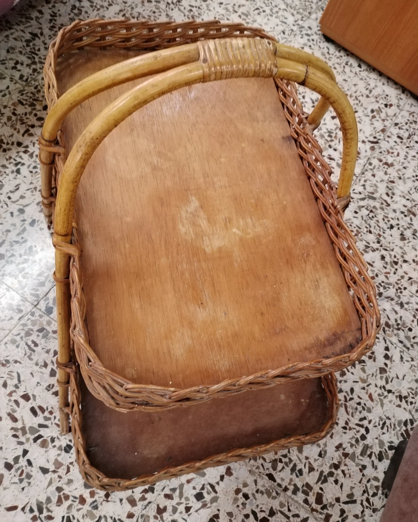 Cesta de mimbre de dos alturas con asas - imagen 4