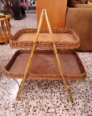 Cesta de mimbre de dos alturas con asas - miniatura 1