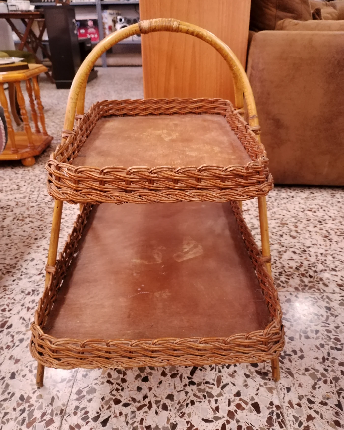 Cesta de mimbre de dos alturas con asas - imagen 2