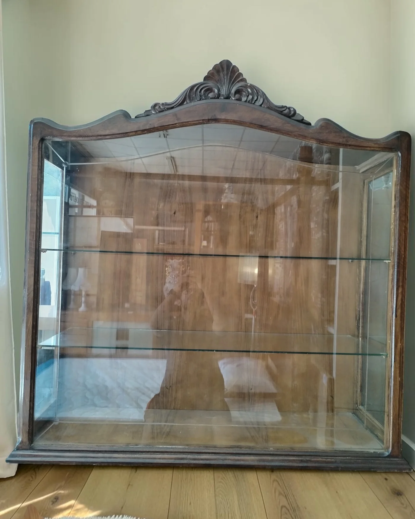 Vitrina antigua de madera con cristal - imagen 1